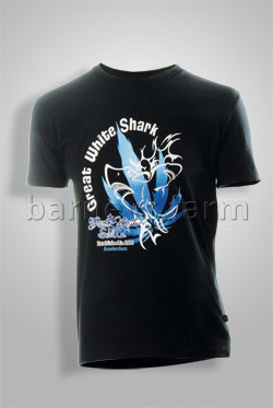 Green House Great White Shark Design T-shirt - Black