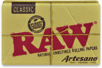 RAW Classic 1 1/4 Artesano Rolling Papers with Tips and Tray x 15
