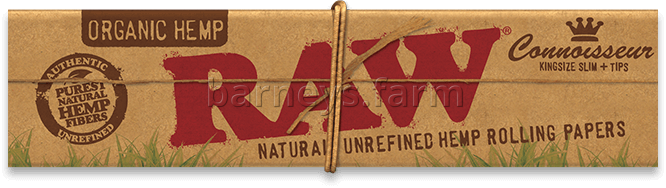 Raw Organic Hemp Connoisseur King Size Slim Rolling Papers w/ Tips x 24
